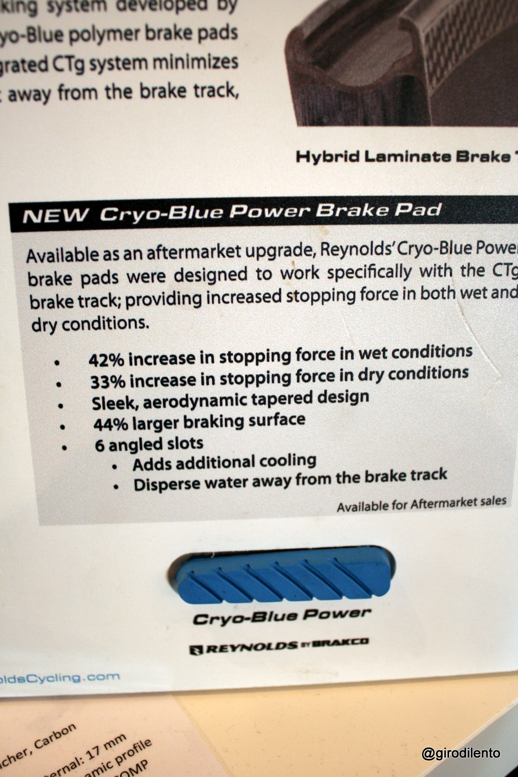 New and much improved brake pads and braking for Reynolds owners....
