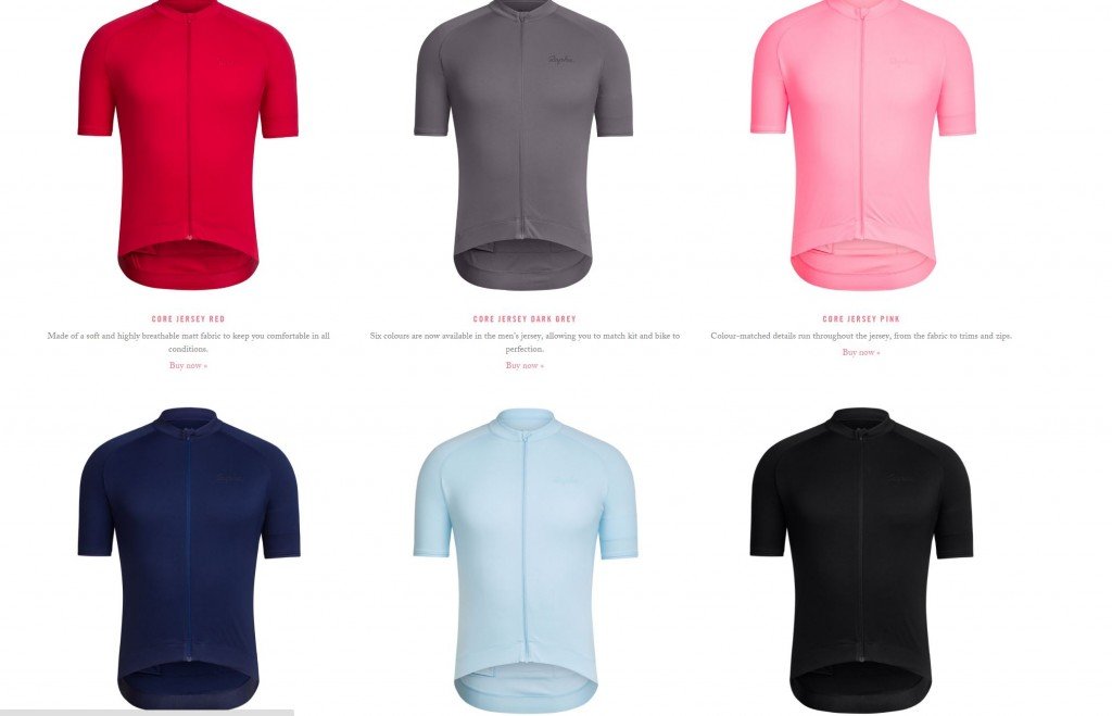 Rapha core men's jersey colour choices